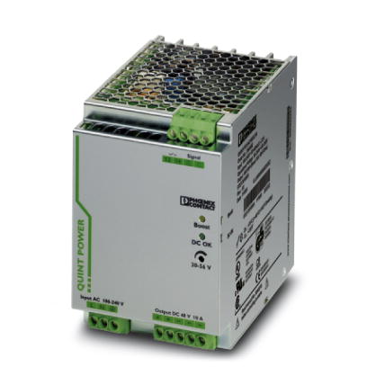 Phoenix Contact Switching Power Supply; QUINT-PS/ 1AC/48DC/10; 48VDC OUT; 10A; 85-264VAC / 90-350VDC IN; Single Phase; DIN Rail Mount; Metal Frame